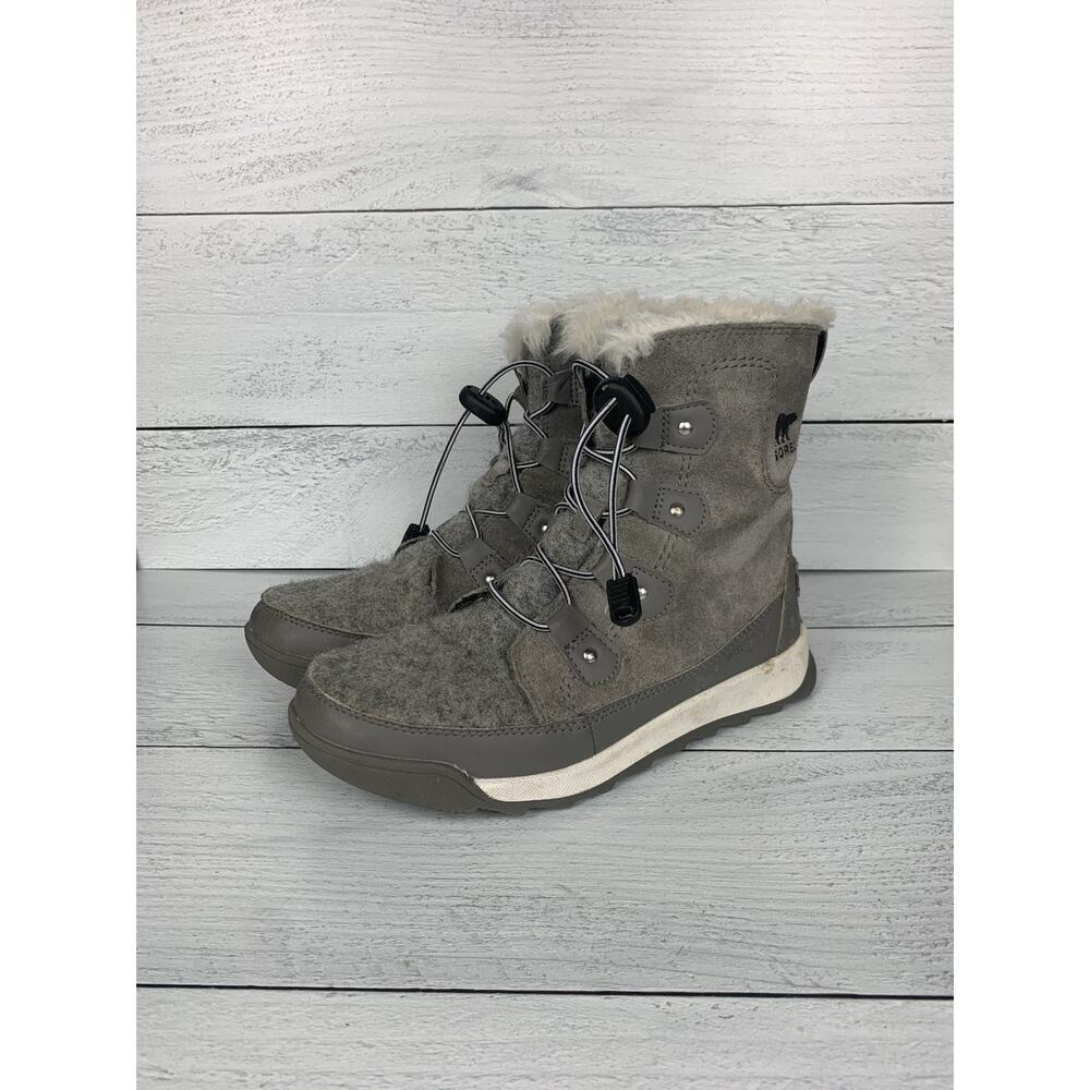 Sorel Boots Youth Girls 4 WhitneyWaterproof Winter Gray Lace Up Winter Boots